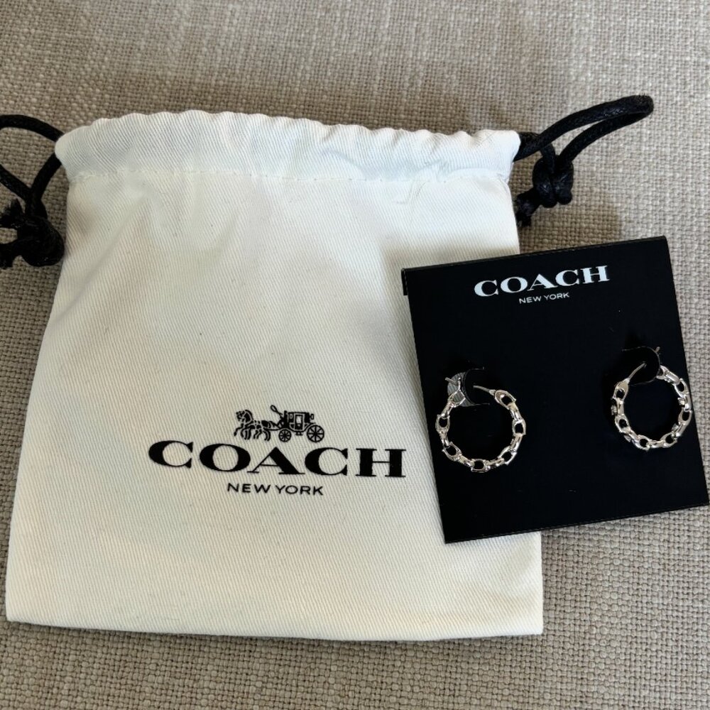 Coach Silver Chain Link Hoop Earrings